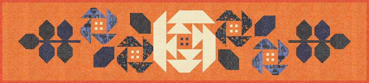Roses in the Garden Table Runner Quilt Pattern, Robin Pickens RPQPRGR175, FQ Fat Quarter Friendly Halloween Crow Flowers Quilt Pattern
