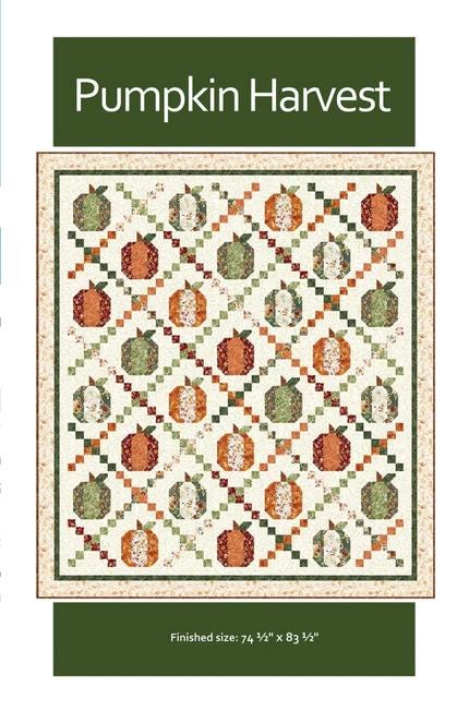 Pumpkin Harves Quilt Pattern, Quilt Boss QBOSS-6056, Yardage Friendly Pumpkins Chains Fall Autumn Throw Quilt Pattern