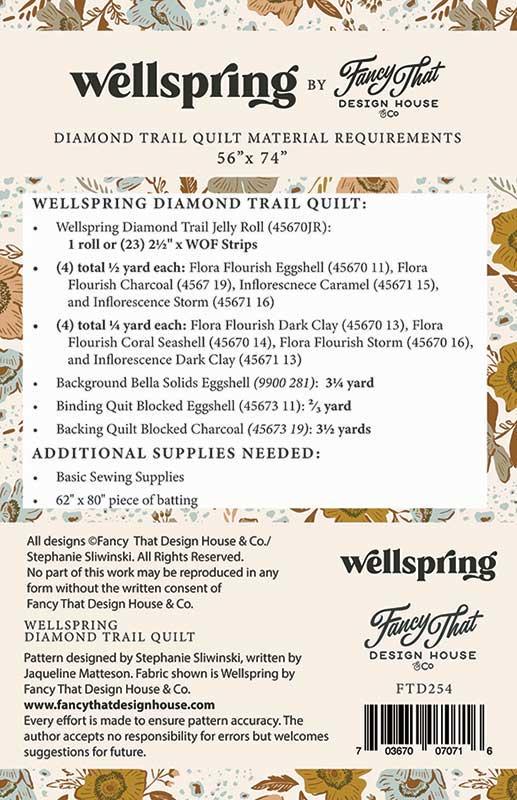 Diamond Trail Quilt Pattern, Fancy That Design FTD254, Jelly Roll Yardage Friendly Modern Contemporary Large Diamonds Throw Quilt Pattern