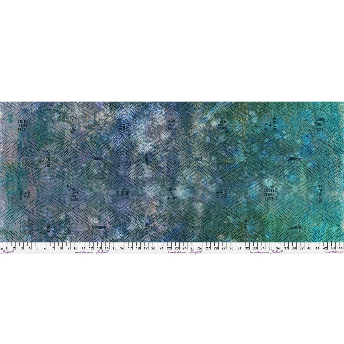One Layer Away- Blue Enchanted Ombre Fabric, Free Spirit PWSE059.CELESTIAL, Modern Contemporary Urban Inspirational Cotton Fabric, Apter