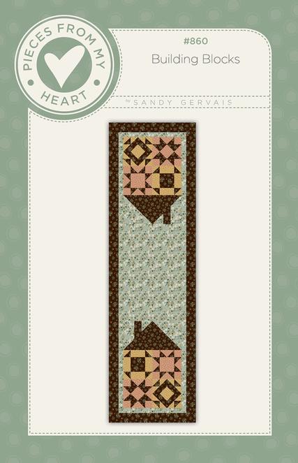 Building Blocks Table Runner Quilt Pattern, Pieces From My Heart PH860, Yardage Friendly Quilty Houses Table Quilt Pattern, Sandy Gervais
