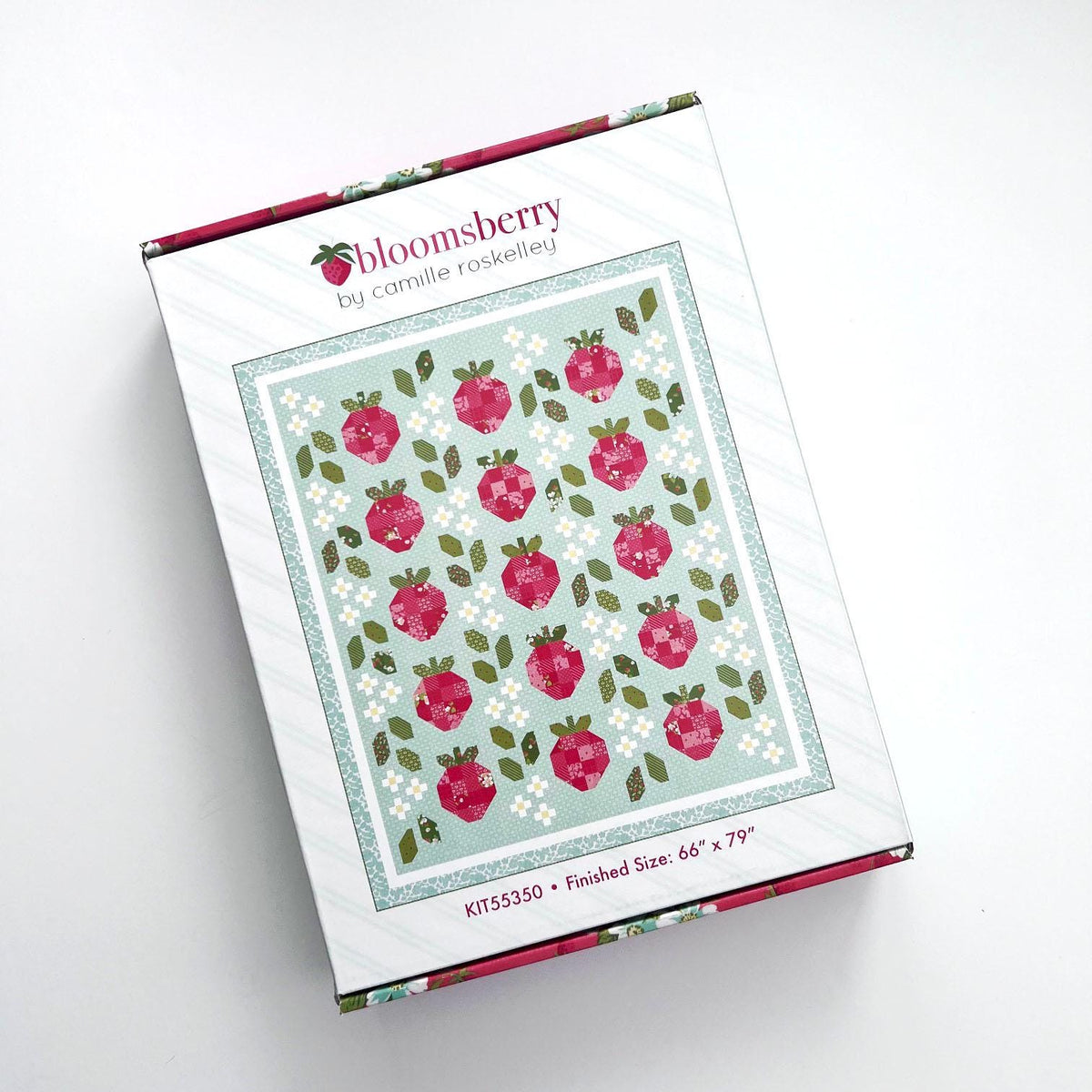 Bloomsberry Quilt KIT, Moda KIT55350, Spring Summer Strawberries Throw Quilt Kit, Camille Roskelley