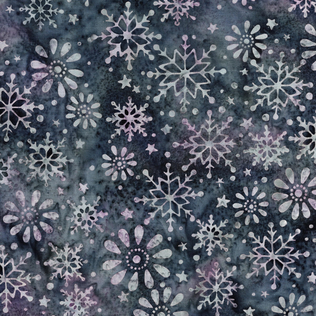 Midnight Snowfall 10" Stack, Island Batik, 10" Precut Navy Mauve White Gray Christmas Layer Cake Quilt Fabric Squares