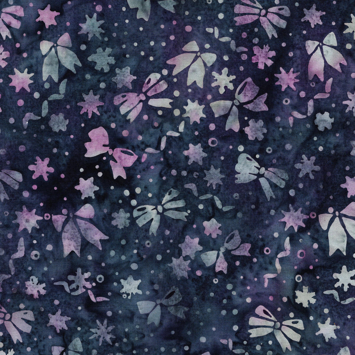 Midnight Snowfall 10" Stack, Island Batik, 10" Precut Navy Mauve White Gray Christmas Layer Cake Quilt Fabric Squares