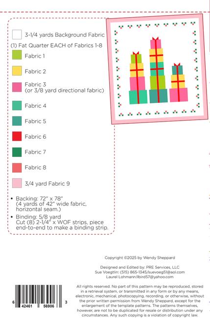 Wrapped and Ready Quilt Pattern, Wendy Sheppard WS105, Yardage Friendly Stacked Christmas Xmas Presents Gifts Quilt Pattern