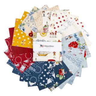 Independence 5" Stacker, Riley Blake 5-17330-42, Precut 5" USA Patriotic Icons Quilt Fabric Squares, RBD