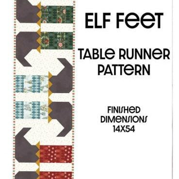 Elf Feet Table Runner Quilt Pattern, Block Party Quilt Co P275-ELFFEET, Christmas Xmas Table Runner Topper Quilt Pattern