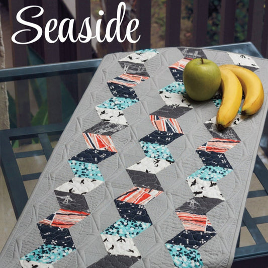 Seaside Quilt Pattern, Jaybird Quilts JBQ134, 2.5" Strips Yardage Friendly Zig Zag Chevron Table Quilt Pattern, Sidekick Ruler Pattern