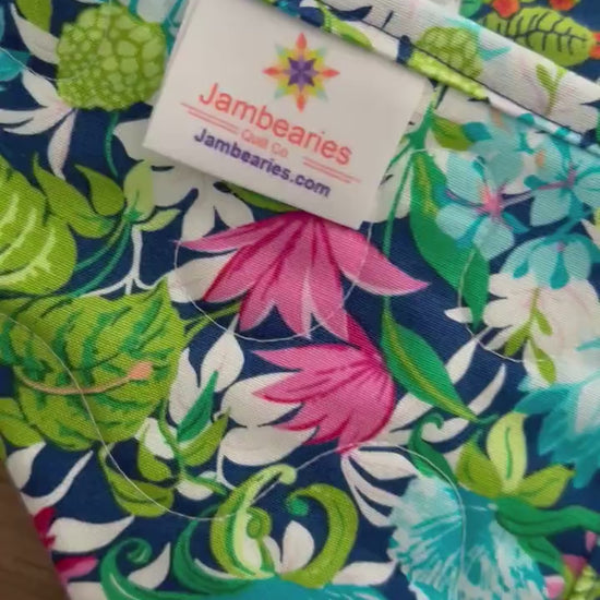 Tropical Trip Around the World Quilted Table Topper, 24.25" x 24.5"