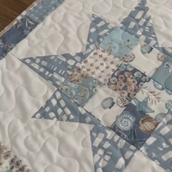 Coastal Stars Quilted Table Runner, 18.5" x 48"