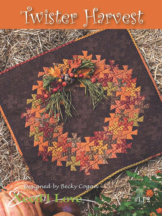 Twister Harvest Quilt Pattern, Need'l Love LP2, Fall Autumn Quilted Wall Hanging Pattern, Tiny Twister Tool