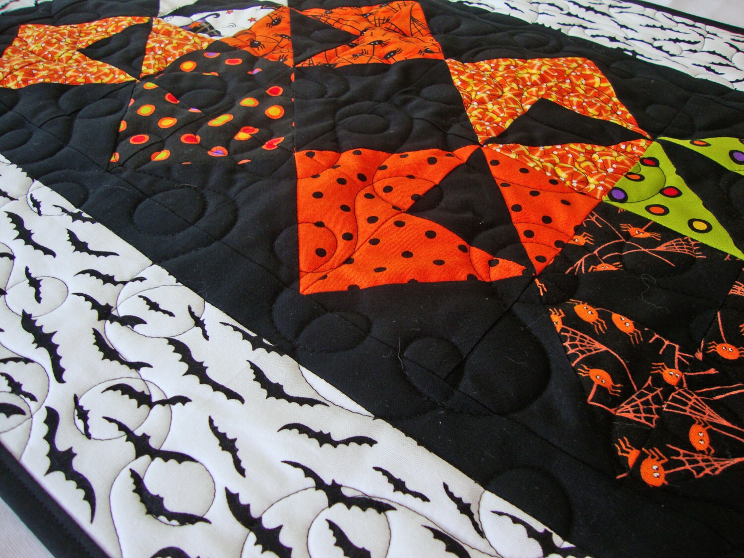 Halloween Bats Quilted Table Runner, 18.75" x 38.5", Quilted Table Topper Runner, Halloween Decor, Trick or Treat, Deb Strain