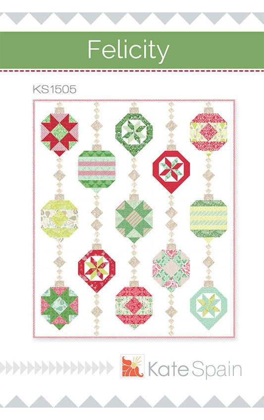 Felicity Quilt Pattern, Kate Spain KS1505, 36 Fat Eighths F8 Friendly Quilt Pattern, Christmas Xmas Ornaments Quilt Pattern