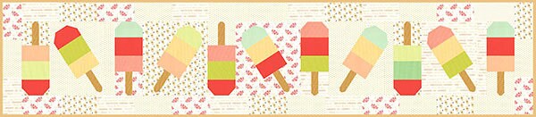 Mini Popsicles Table Runner Quilt Pattern, Fig Tree Quilts FTQ1045, Quilted Table Topper Runner Pattern, Summer Table Runner, Popsicle Quilt