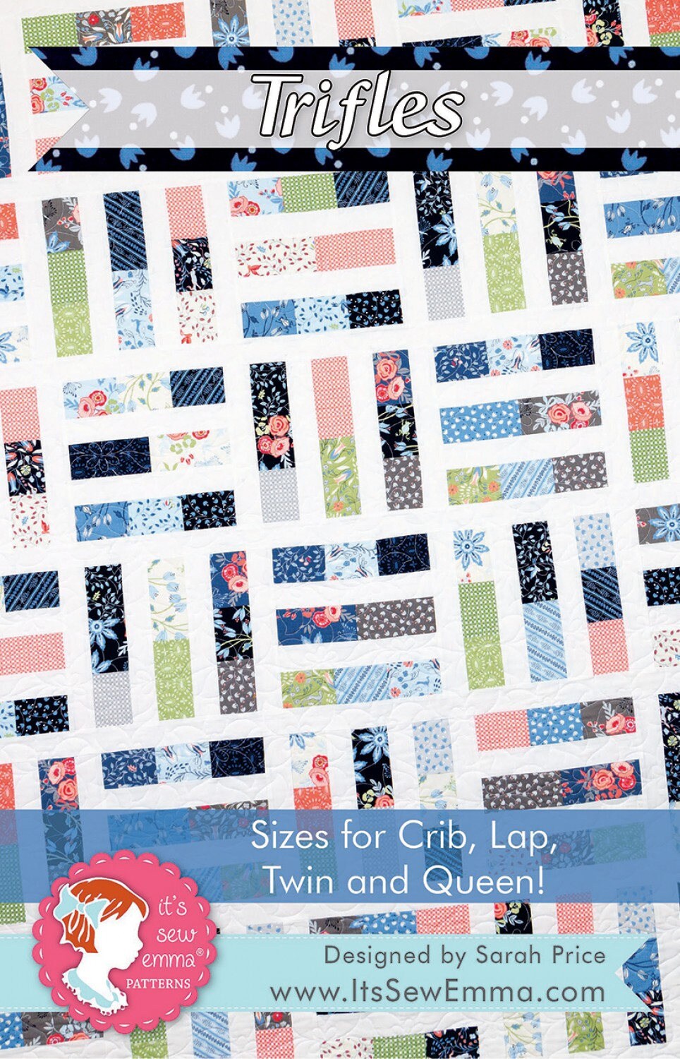 Trifles Quilt Pattern, It's Sew Emma ISE 182, Jelly Roll Friendly Throw Quilt Pattern