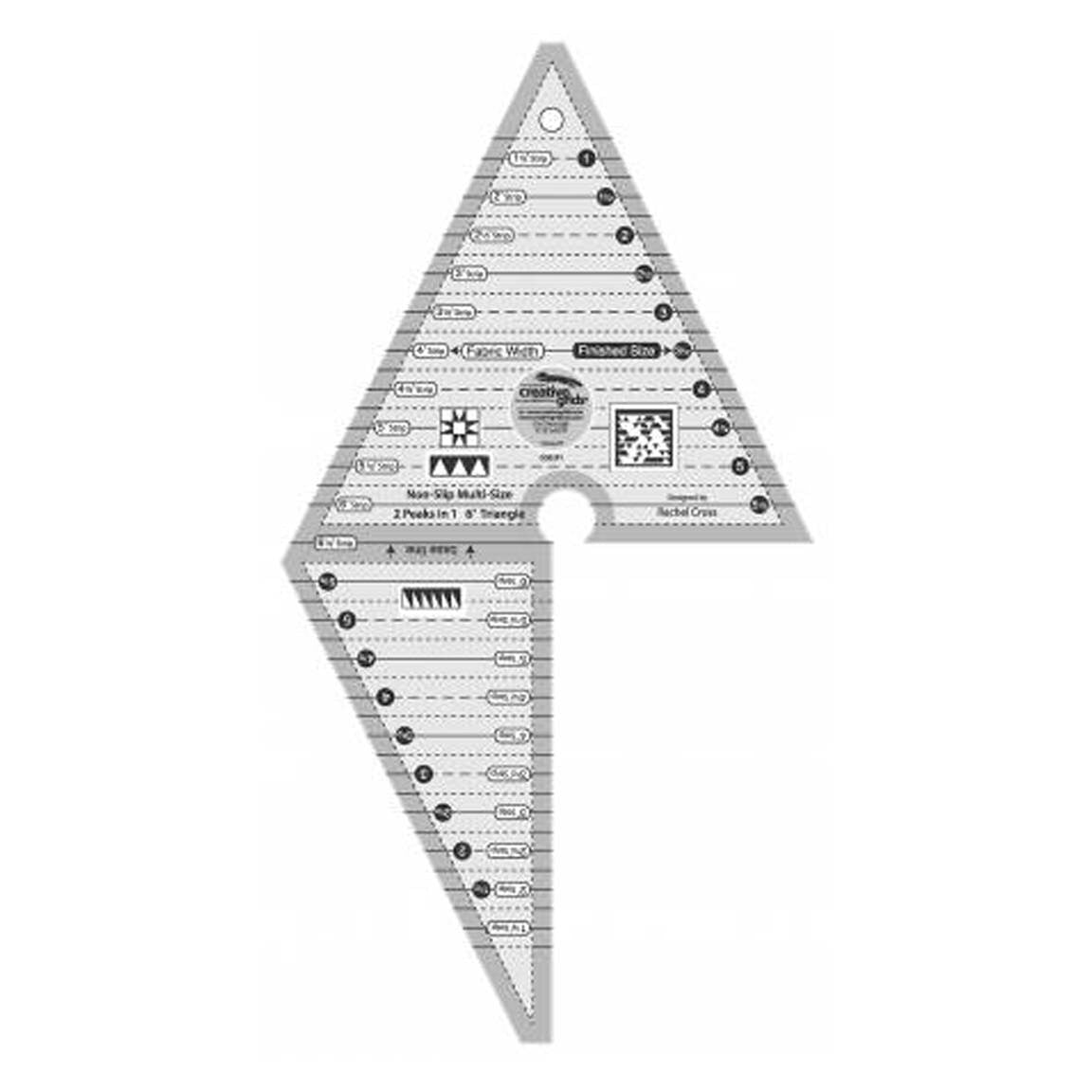 2 Peaks in 1 Triangle Tool, Creative Grids CGR2P1, Multi Size Triangle Ruler, Quilting Tool, Non-Slip Ruler, Specialty Quilting Ruler