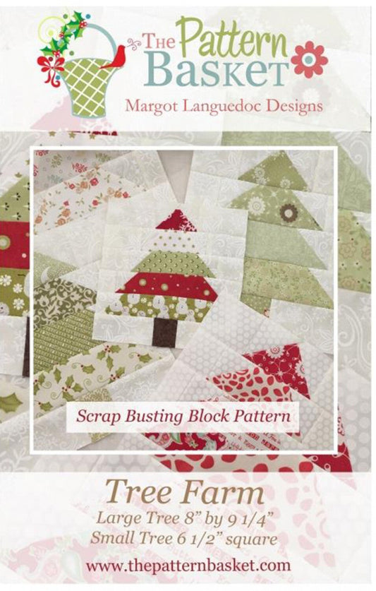 Tree Farm Quilt BLOCK Pattern, The Pattern Basket TPB 1615, Jelly Roll Honey Bun Friendly Christmas Tree Pattern