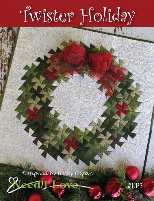 Twister Holiday Quilt Pattern, Need'l Love LP3, Christmas Wreath Quilted Wall Hanging Pattern, Tiny Twister Tool