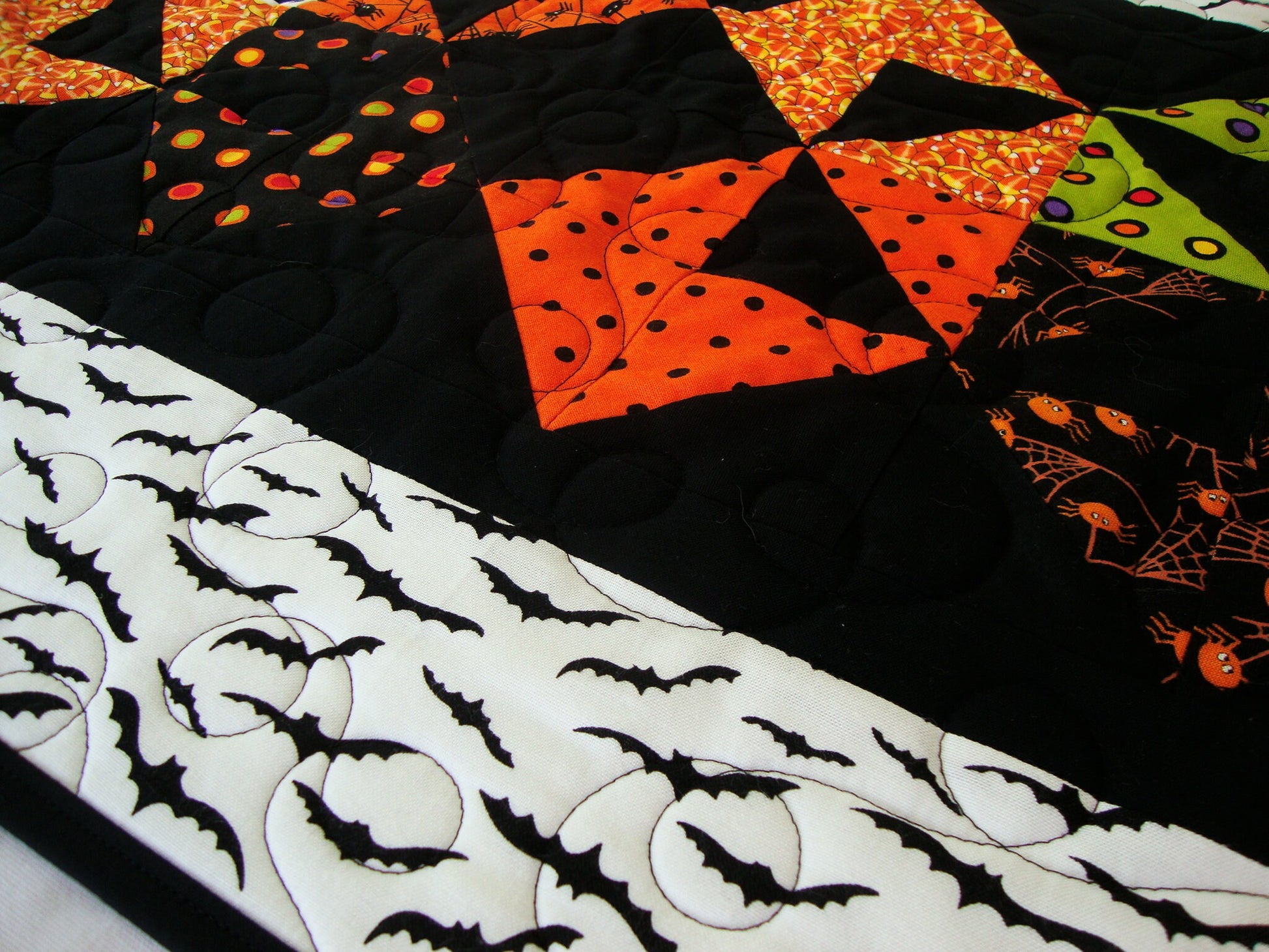 Halloween Bats Quilted Table Runner, 18.75" x 38.5", Quilted Table Topper Runner, Halloween Decor, Trick or Treat, Deb Strain