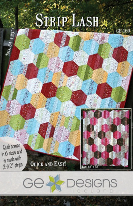 Strip Lash Quilt Pattern, GE Designs GE160, Jelly Roll Strip Friendly Quilt Pattern, Hexagons Quilt Pattern