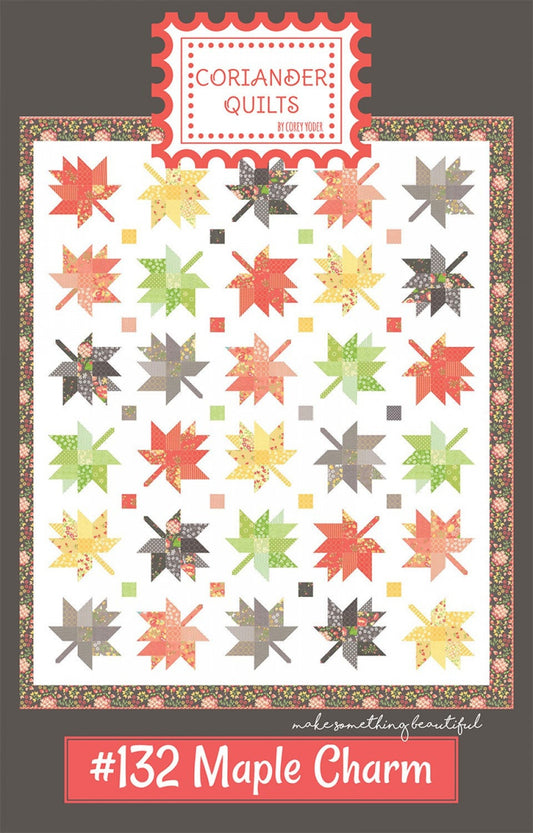 Maple Charm Quilt Pattern, Coriander Quilts CQ132, Autumn Maple Leaves Quilt Pattern, Fall Leaves Throw Quilt Pattern, Corey Yoder