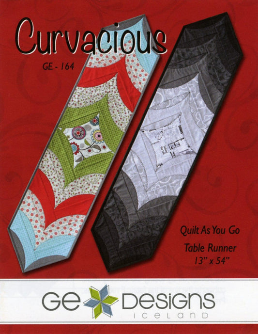 Curvacious Quilted Table Runner Pattern, GE Designs GE164, Fat Quarter Friendly Quilt Pattern, Quilt As You Go Pattern QAYG