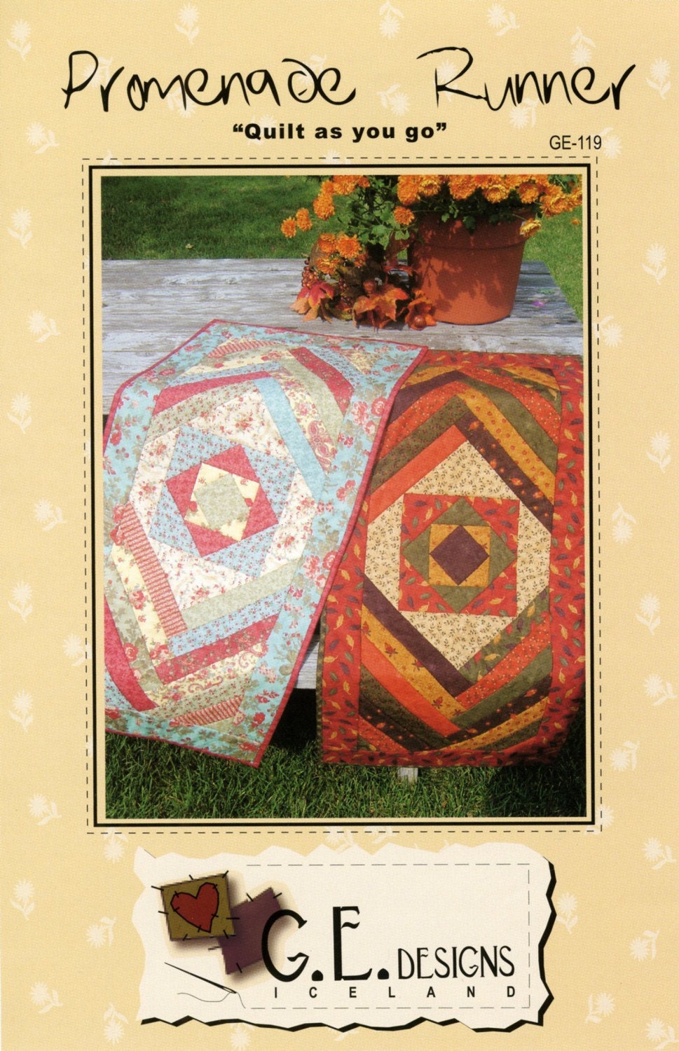 LAST CALL Promenade Runner Pattern, GE Designs GE119, F8 Fat Eighths Friendly Quilt As You Go Table Runner Pattern