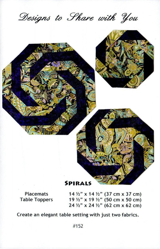 Spirals Table Topper and Place Mats Quilt Pattern, Designs to Share with You DSY152, Quilted Tablecloth and Placemats Pattern