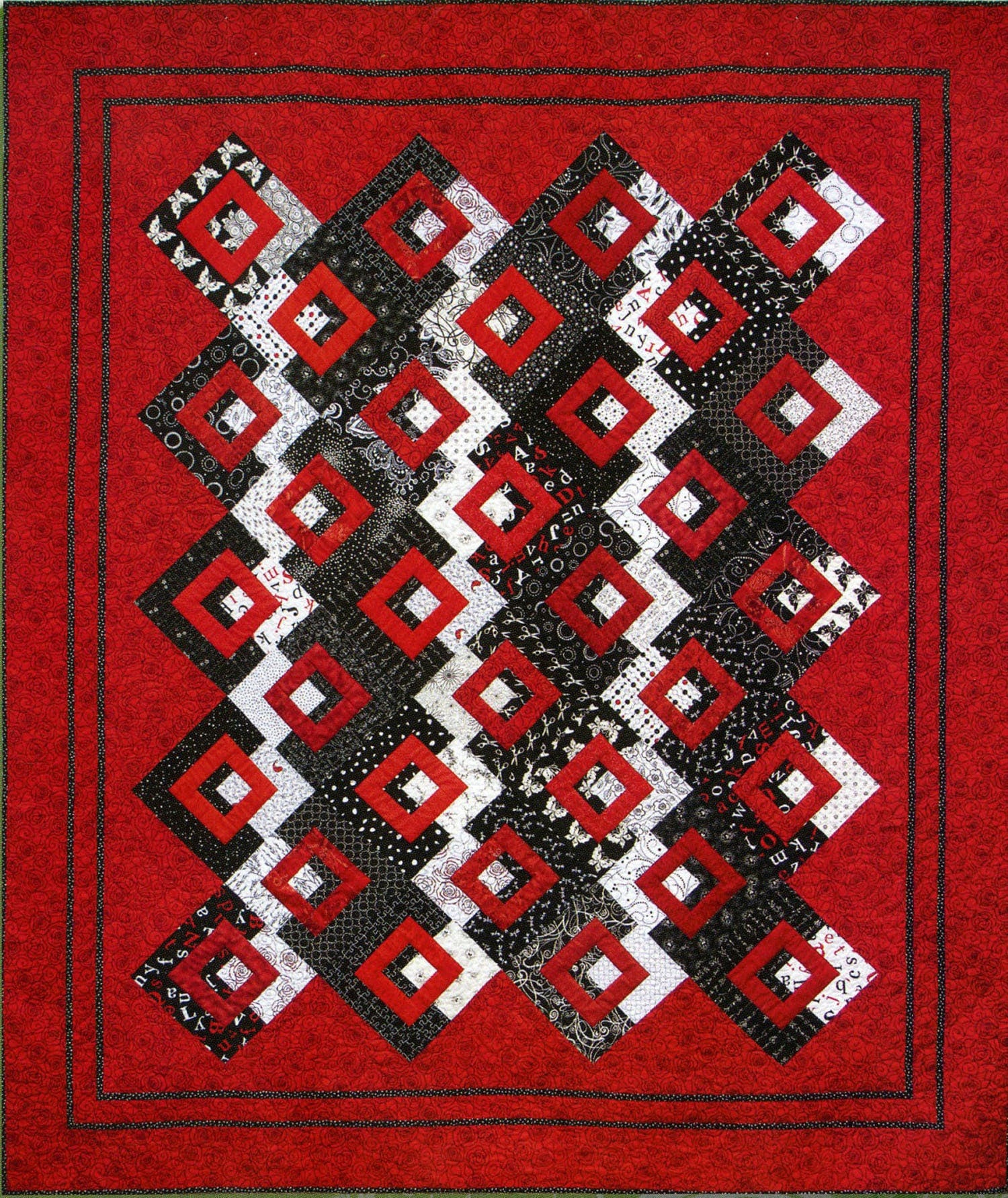 LAST CALL Hot Ziggity Quilt Pattern, Black Cat Creations Hz-Bcc-163, F8 Fat Eighths Quarter FQ Friendly Three Color Throw Twin Quilt Pattern