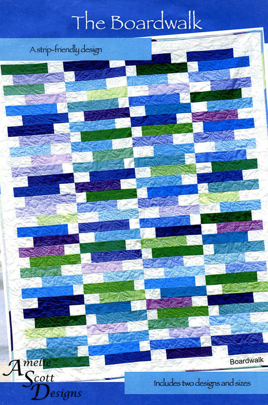 LAST CALL The Boardwalk Quilt Pattern, Amelie Scott Designs ASD197, Jelly Roll Up Friendly Lap Throw Quilt Pattern