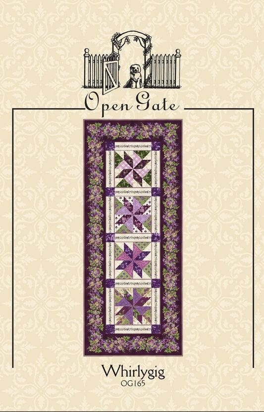 LAST CALL Whirlygig Quilt Pattern, Open Gate Quilts OG165, Layer Cake Friendly Bed Runner Quilt Pattern