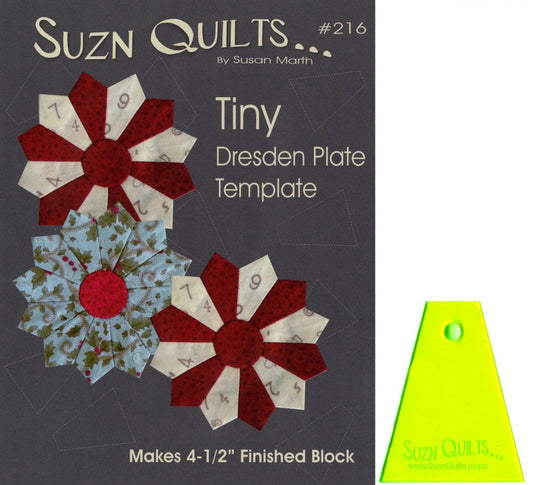 Tiny Dresden Template, Suzn Quilts SUZ216, Acrylic Wedge Template, Quilting Template Ruler, 4.5" Dresden Plate Blocks