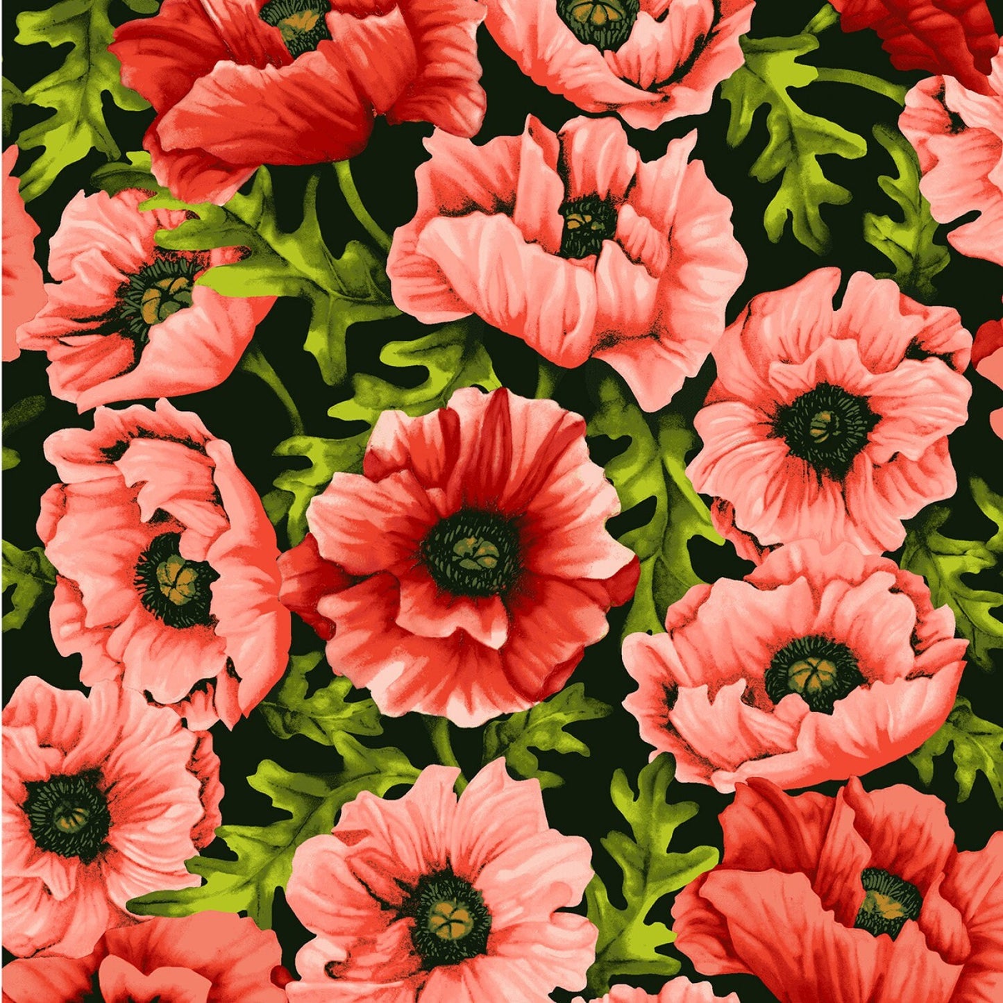 LAST CALL Poppy Poetry 2.5" Strips, Clothworks ST0223, 2.5" Inch Precut Floral Fabric Strips, Poppies Butterflies Butterfly Fabric