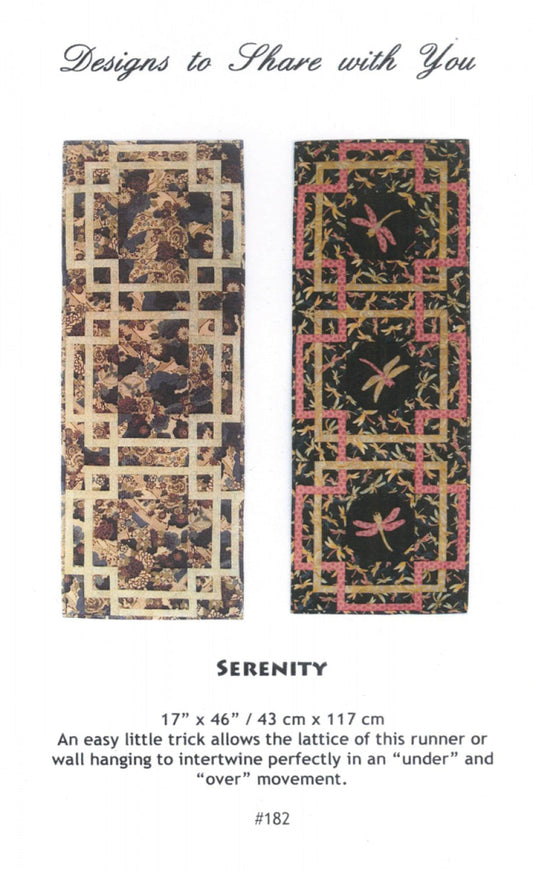 LAST CALL Serenity Table Runner Quilt Pattern, Designs to Share with You DSY182, Easy Table Topper Quilt Pattern