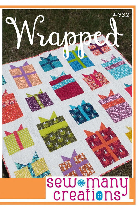Wrapped Quilt Pattern, Sew Many Creations SMC932, Fat Quarter FQ Friendly Christmas Xmas Packages Gifts Lap Throw Quilt Pattern