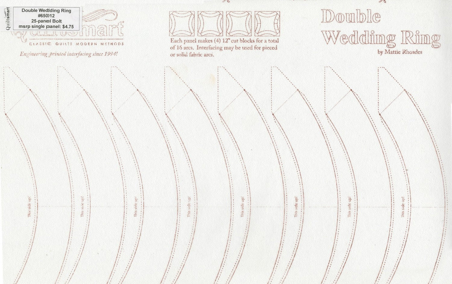 Double Wedding Ring Interfacing Refill Panel, Quiltsmart QS 65012, Pre-Printed Fusible Interfacing