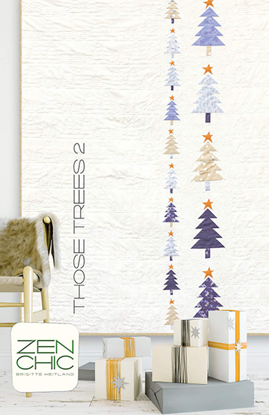 Those Trees 2 Quilt Pattern, Zen Chic TT2QP, Modern Christmas Xmas Tree Throw Quilt Pattern, Brigitte Heitland