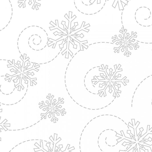Kimberbell Whites - White on White Snowflake Fabric, MAS8240-WW, Christmas Xmas Winter Snowflakes Cotton Fabric, By the Yard