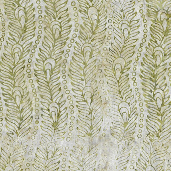 LAST CALL Venetian Marble - Wavy Peacock Feather Green Striped Batik Fabric, Island Batik 512004038, By the Yard