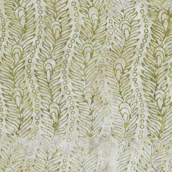 REMNANT 23" of Venetian Marble - Wavy Peacock Feather Green Striped Batik Fabric, Island Batik 512004038, Cotton Batik Fabric