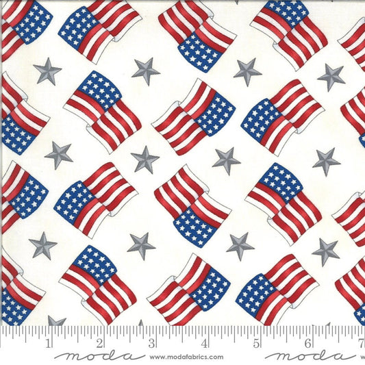 LAST CALL America Beautiful - Patriotic American Flags Fabric, Moda 19986 12, Independence Day Stars Stripes Fabric, Deb Strain, By the Yard