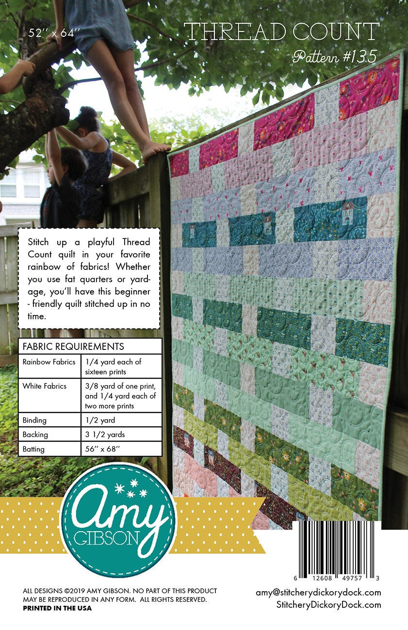 Thread Count Quilt Pattern, Amy Gibson AGP-135, 16 Fat Quarter Friendly, Easy Throw Lap Quilt Pattern, Basket Weave Quilt Pattern