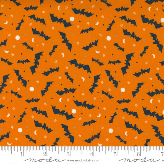 Holiday Essentials Halloween - Black Bats on Orange Halloween Fabric, Moda 20730 16, Stacy Iest Hsu, By the Yard