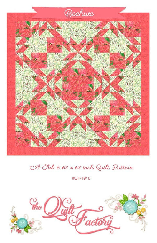 LAST CALL Beehive Quilt Pattern, The Quilt Factory QF 1910, Five 5 Yard Quilt Pattern, Yardage Friendly, Square Throw Lap Quilt Pattern