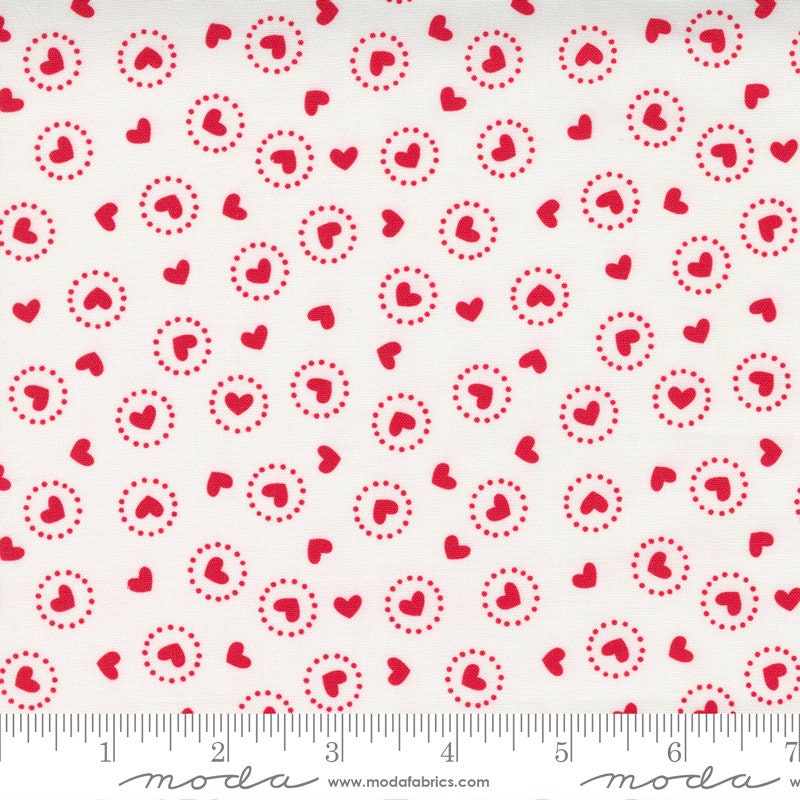 Holiday Essentials Love - Red Hearts on White Valentine's Day Fabric, Moda 20751 11, Stacy Iest Hsu, By the Yard