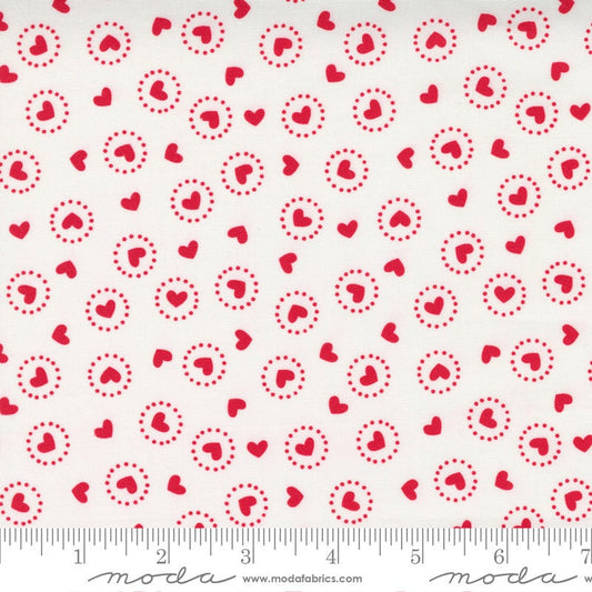 Holiday Essentials Love - Red Hearts on White Valentine's Day Fabric, Moda 20751 11, Stacy Iest Hsu, By the Yard