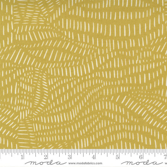 LAST CALL Words to Live By - Mustard Scattered Lines Doodle Fabric, Moda 48323 16, Gold White Blender Fabric, Gingiber, By the Yard
