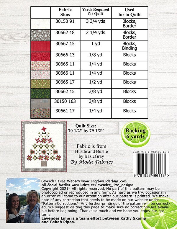 Christmas At Home Quilt Pattern, Designs by Lavender Lime DLL144, Yardage Friendly Christmas Xmas Tree Throw Quilt Pattern