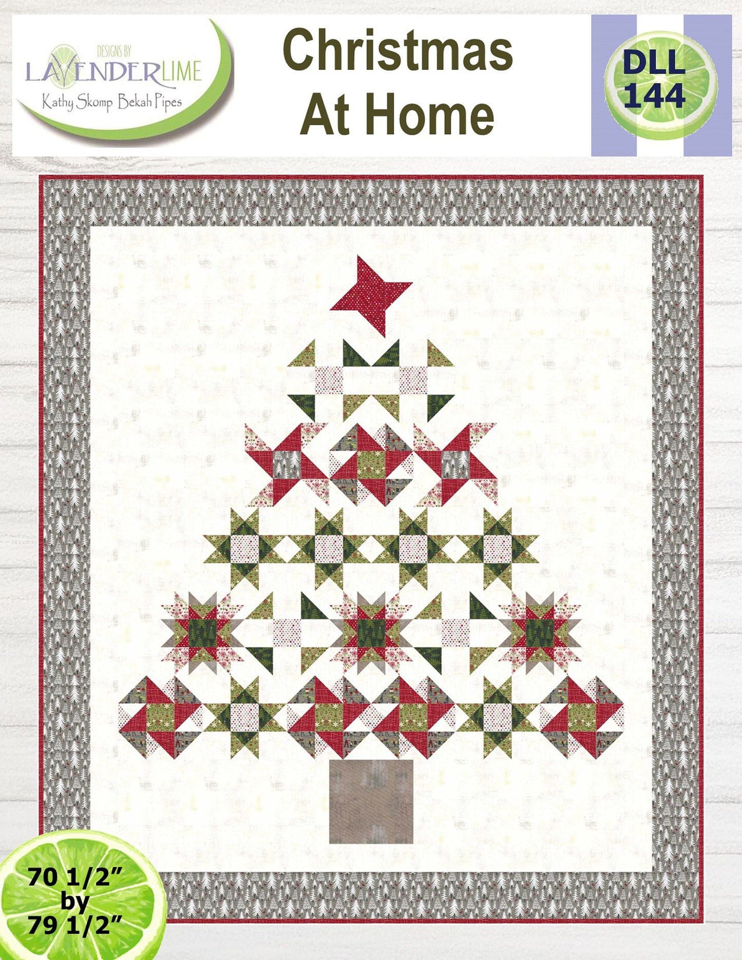 Christmas At Home Quilt Pattern, Designs by Lavender Lime DLL144, Yardage Friendly Christmas Xmas Tree Throw Quilt Pattern