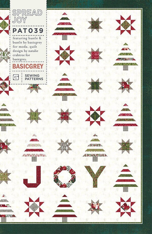 Spread Joy Quilt Pattern, BasicGrey PAT039, Fat Eighths Eights F8 Friendly Pattern, Christmas Xmas Tree Throw Quilt Pattern, Basic Grey